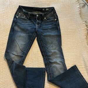 MissMe boot cut mid-rise jeans size 27 authentic vintage embezzled bling